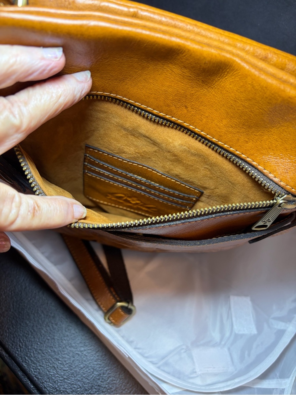 Patricia Nash Prizzi Tooled Leather Crossbody (burnished gold) - Picture 5 of 7